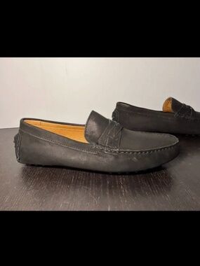 NWOB Massimo Matteo Nubuck Loafers Driving Shoes Black Mens 10